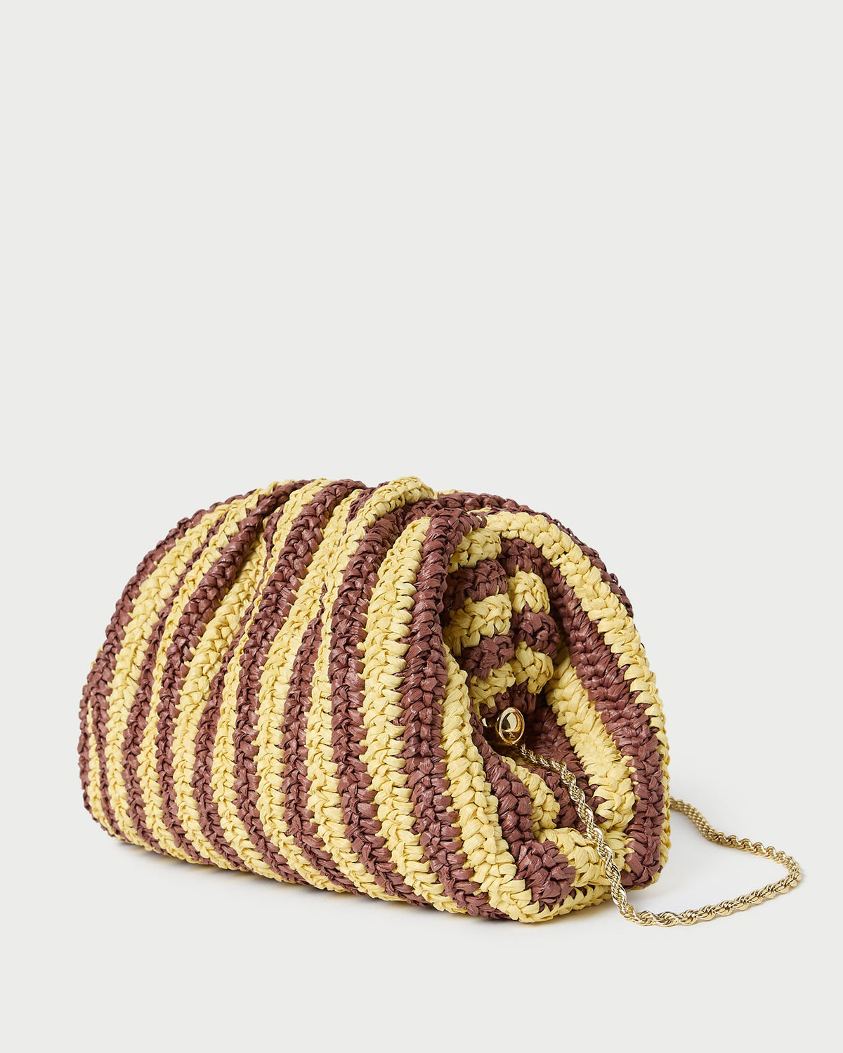 Women Loeffler Randall Bailey Brown/Butter Stripe Dome Clutch