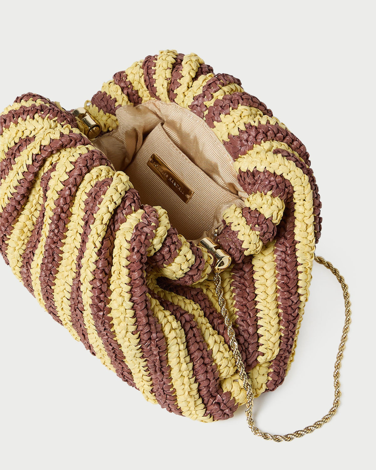 Women Loeffler Randall Bailey Brown/Butter Stripe Dome Clutch