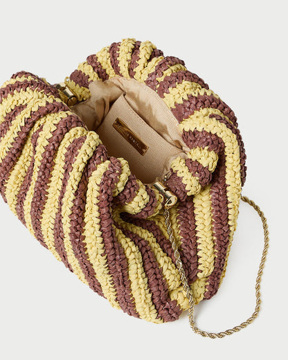 Women Loeffler Randall Bailey Brown/Butter Stripe Dome Clutch