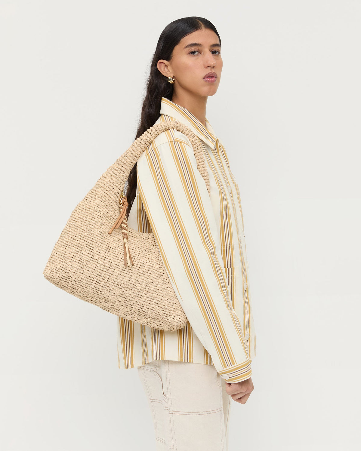 Women Loeffler Randall Willow Natural Woven Hobo Bag