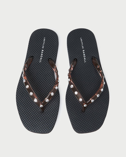 Women Loeffler Randall Taryn Brown Jelly Flip Flop
