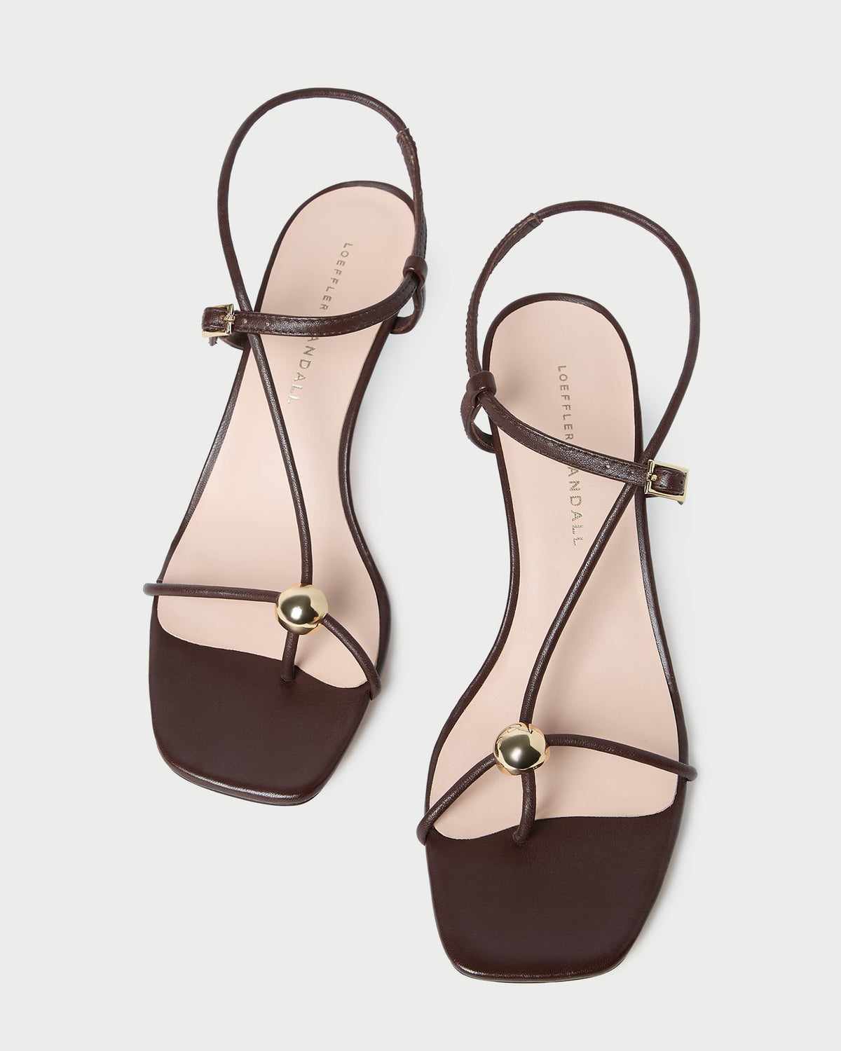 Women Loeffler Randall Triana Espresso Leather Mid-Heel Sandal
