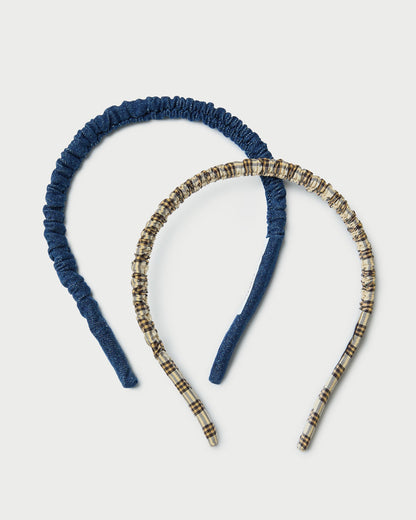 Women Loeffler Randall Sabine Denim/Butter Plaid Headband Set