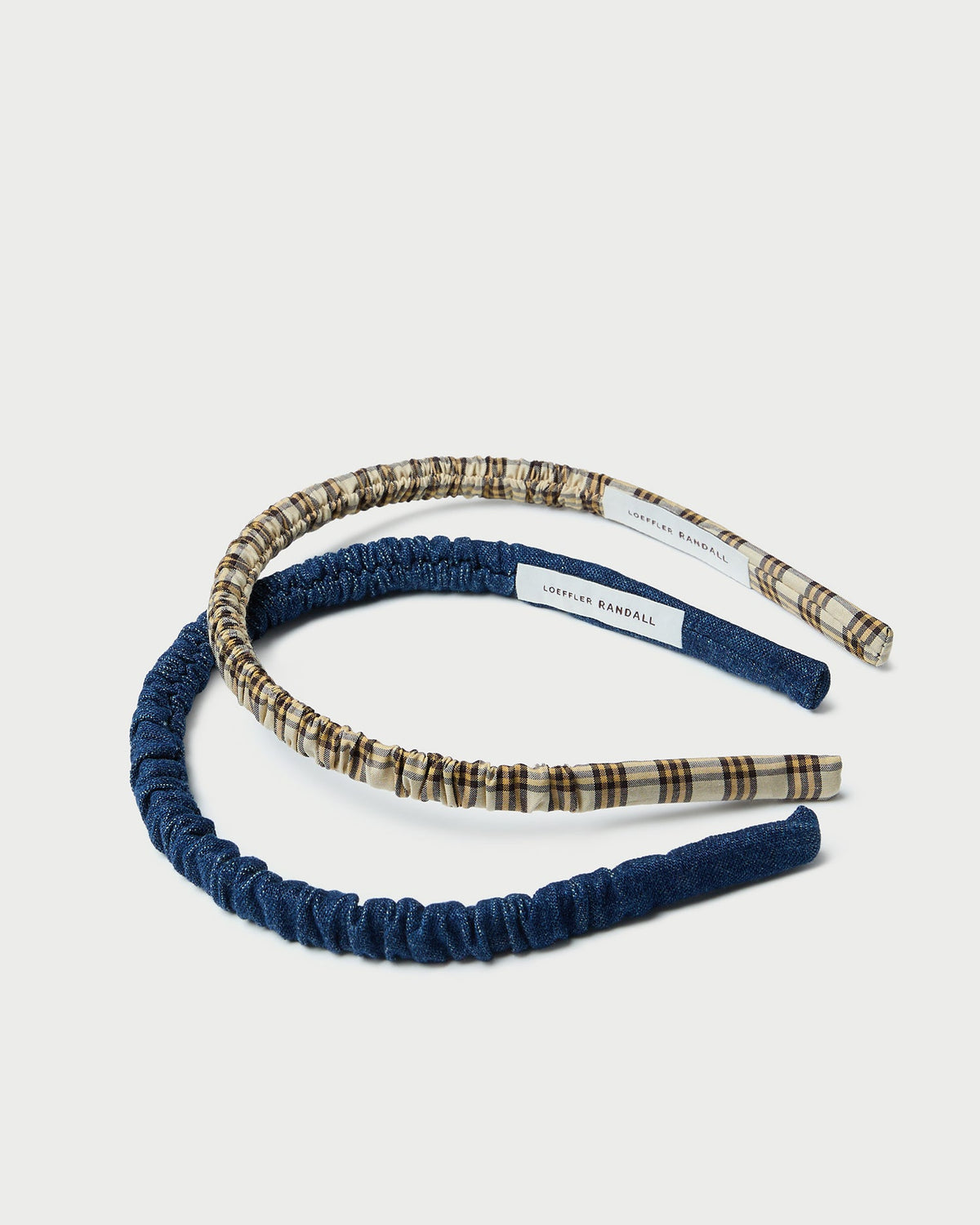 Women Loeffler Randall Sabine Denim/Butter Plaid Headband Set