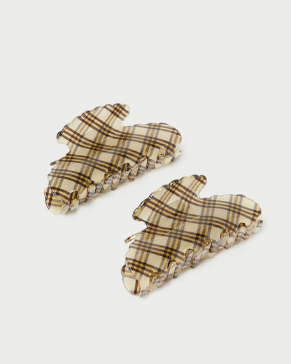 Women Loeffler Randall Yuri Butter Plaid Hair Clip Set