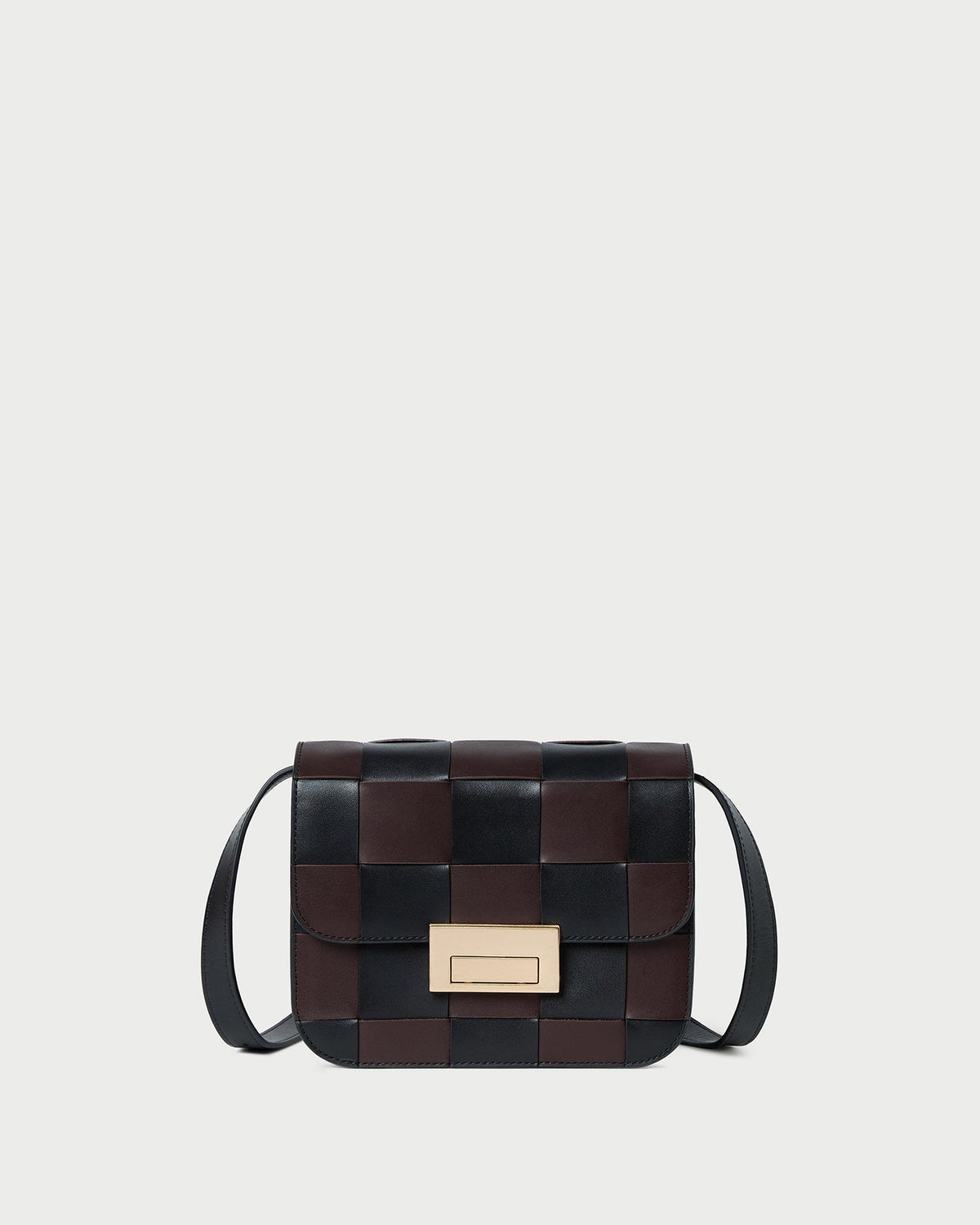 Women Loeffler Randall Desi Black/Espresso Woven Leather Crossbody
