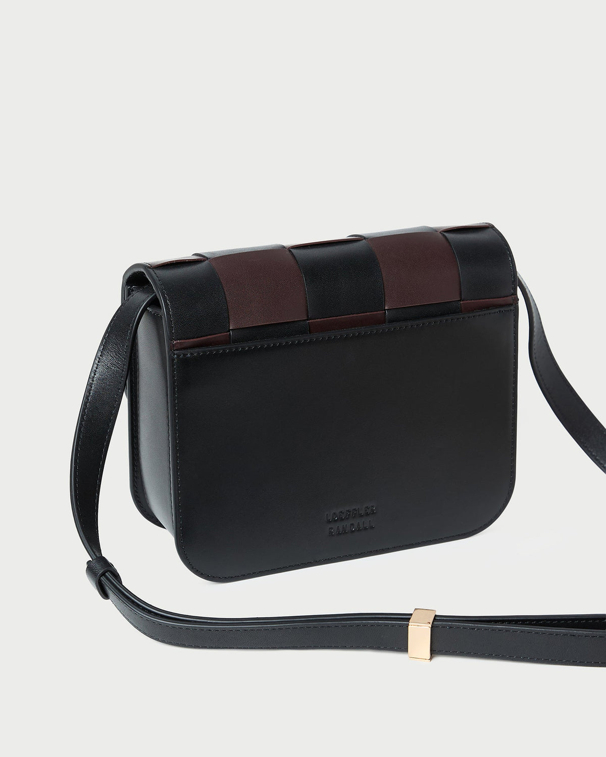 Women Loeffler Randall Desi Black/Espresso Woven Leather Crossbody