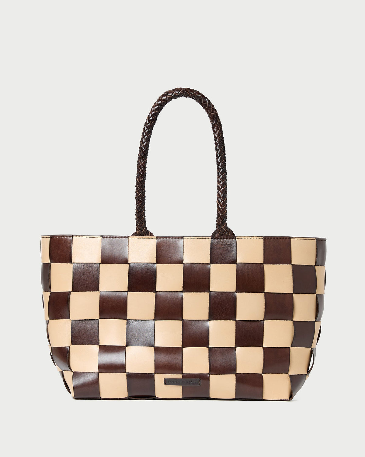 Women Loeffler Randall Klara Brown/Butter Woven Leather Tote