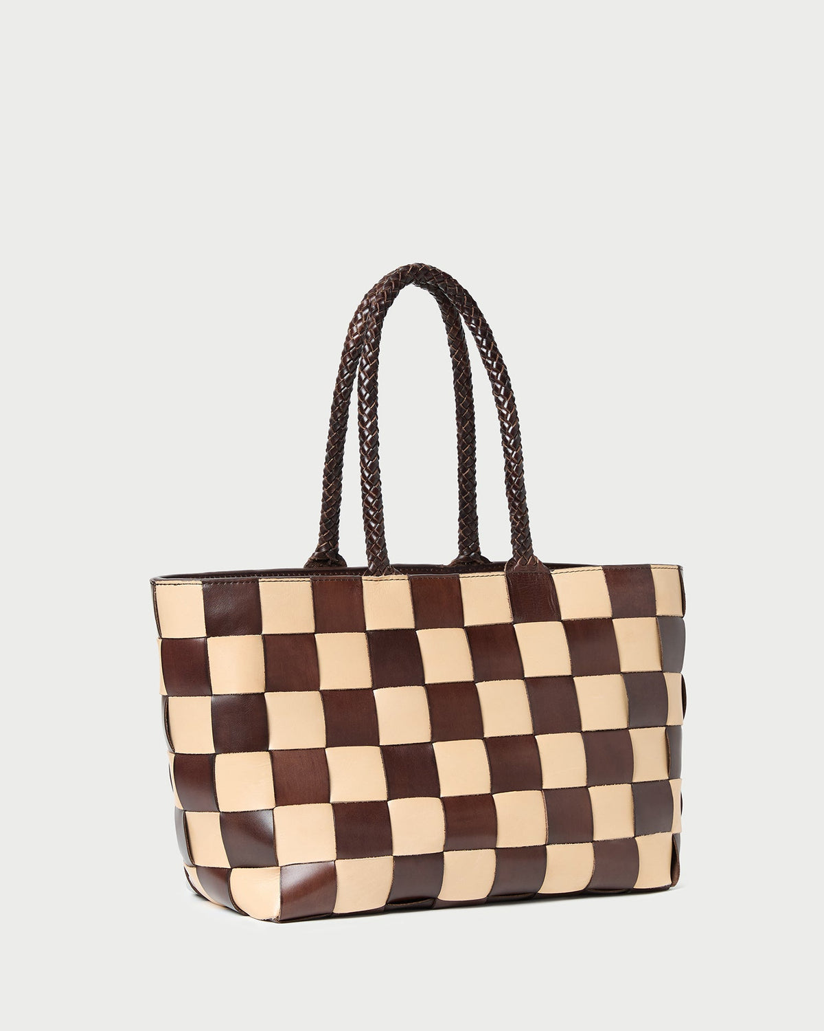 Women Loeffler Randall Klara Brown/Butter Woven Leather Tote