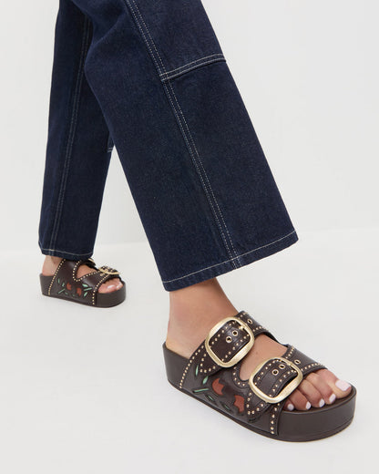 Women Loeffler Randall Eve Brown Tulip Two-Band Sandal