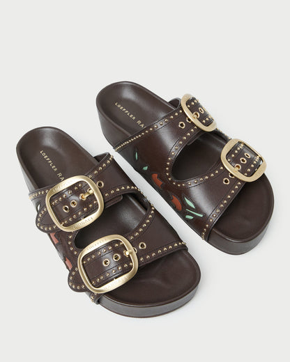 Women Loeffler Randall Eve Brown Tulip Two-Band Sandal