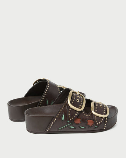 Women Loeffler Randall Eve Brown Tulip Two-Band Sandal