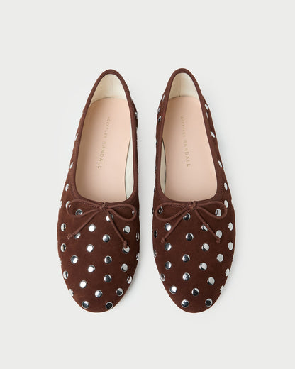 Women Loeffler Randall Landon Espresso/Silver Suede Ballet Flat