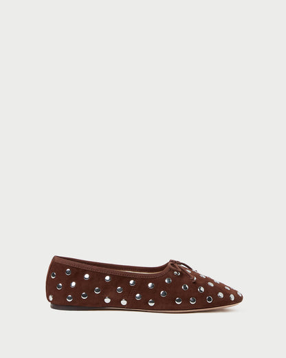 Women Loeffler Randall Landon Espresso/Silver Suede Ballet Flat