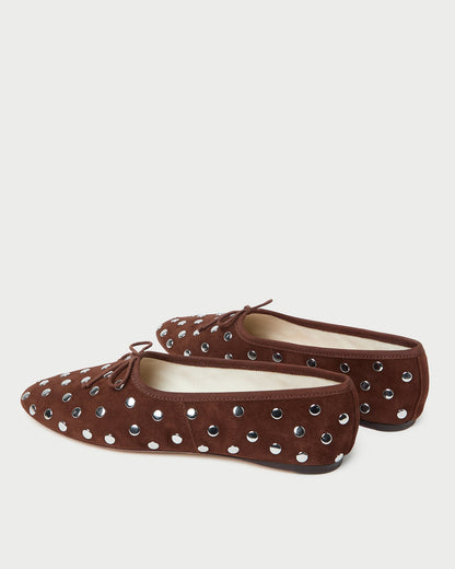 Women Loeffler Randall Landon Espresso/Silver Suede Ballet Flat