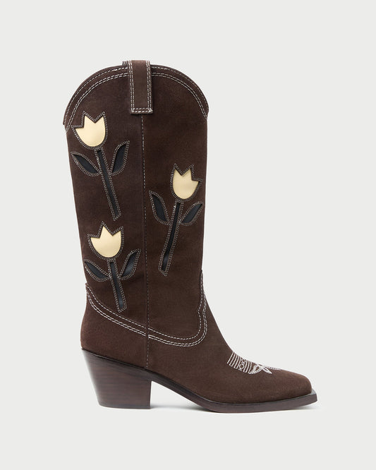Women Loeffler Randall Wilder Brown Suede Tulip Boot