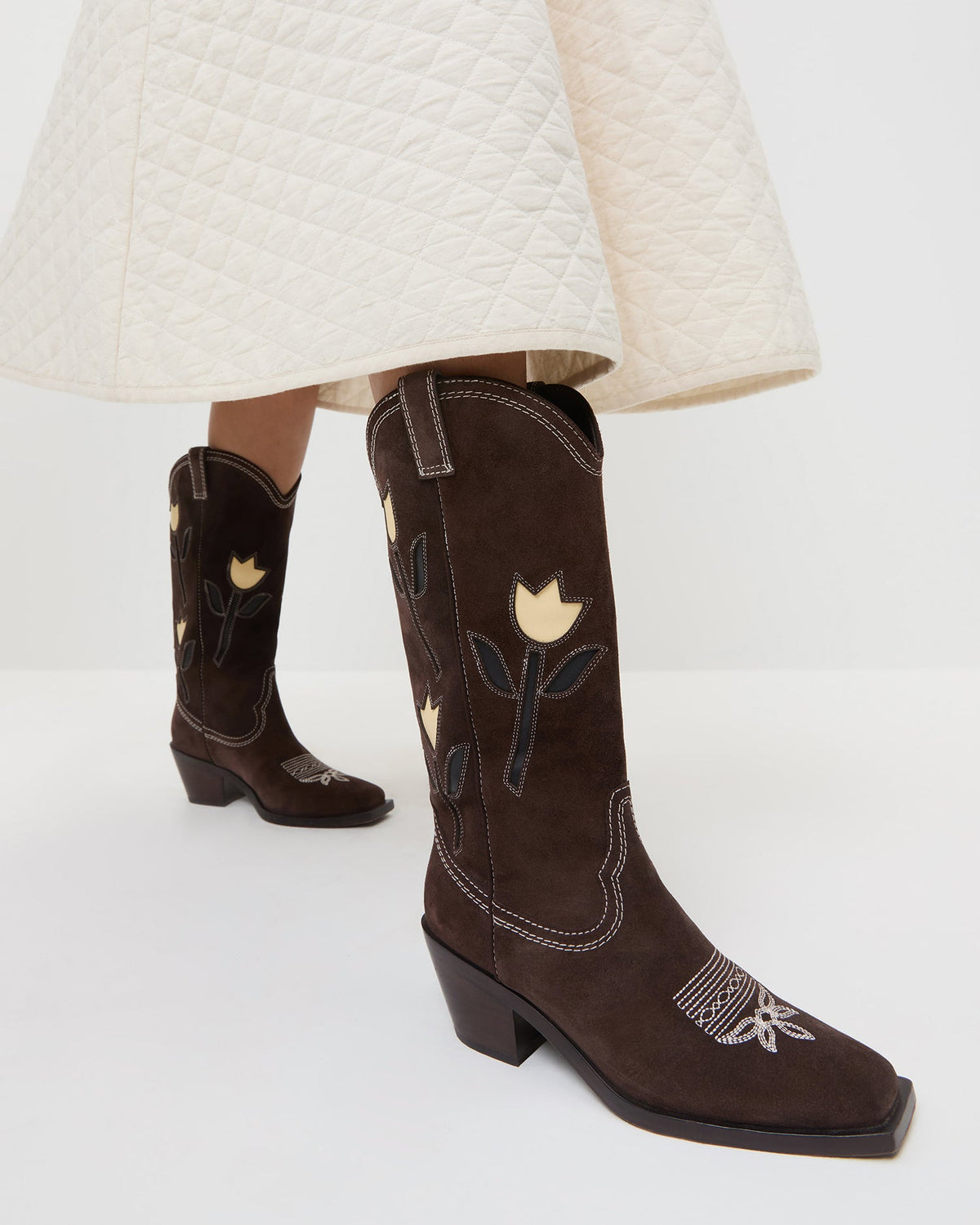 Women Loeffler Randall Wilder Brown Suede Tulip Boot