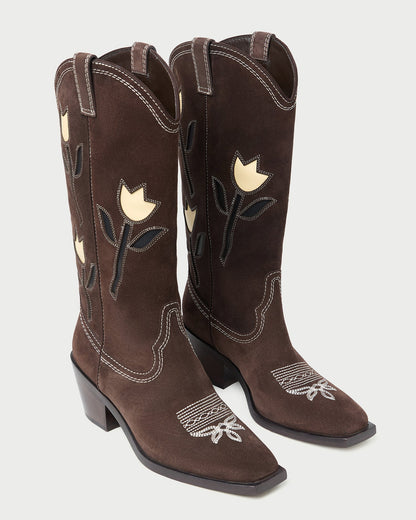 Women Loeffler Randall Wilder Brown Suede Tulip Boot