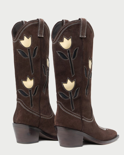 Women Loeffler Randall Wilder Brown Suede Tulip Boot