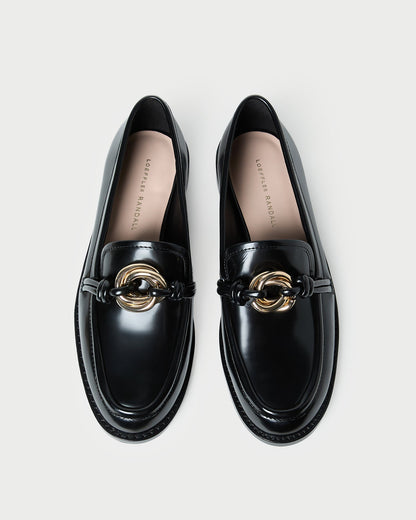 Women Loeffler Randall Roma Black Leather Loafer