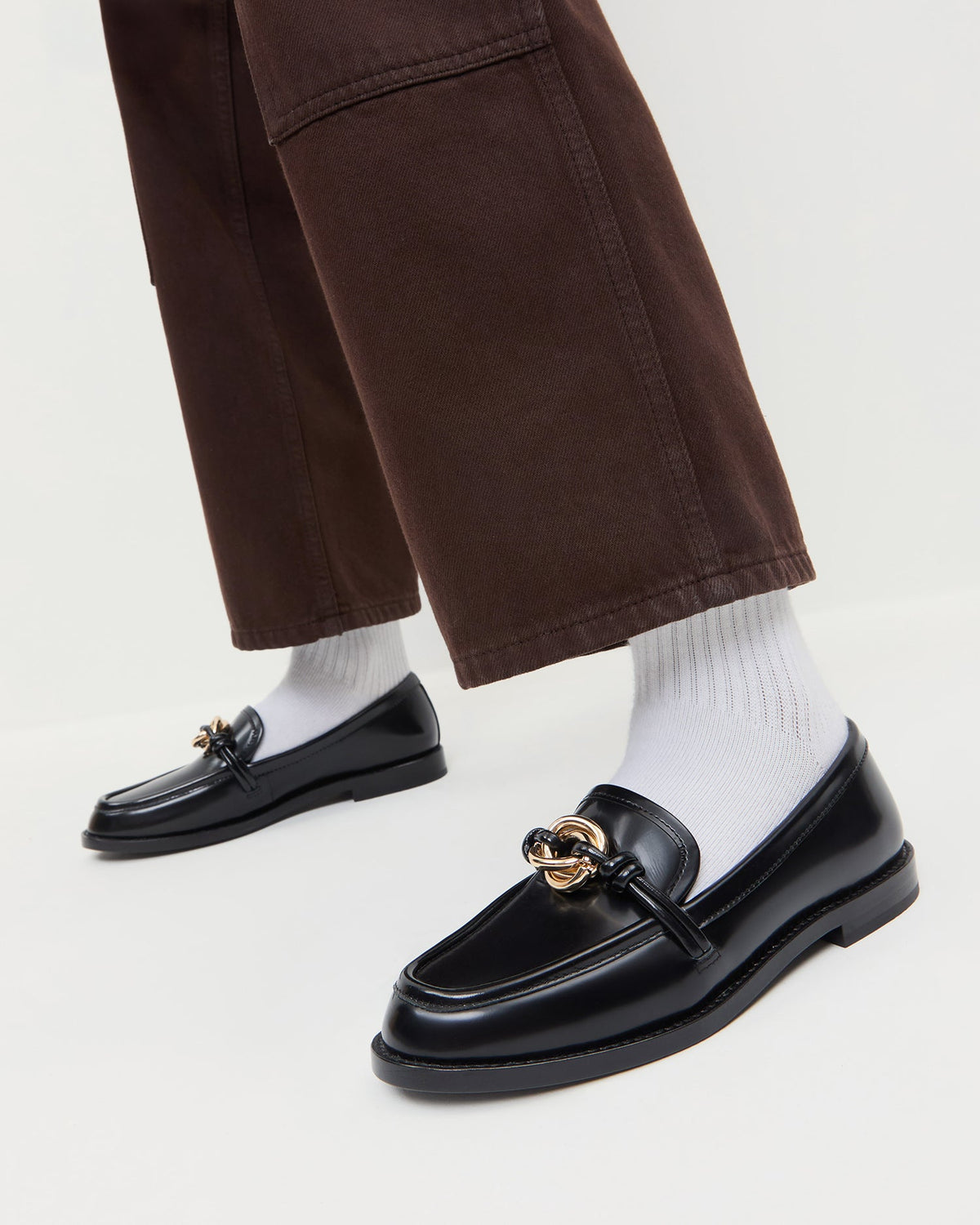 Women Loeffler Randall Roma Black Leather Loafer