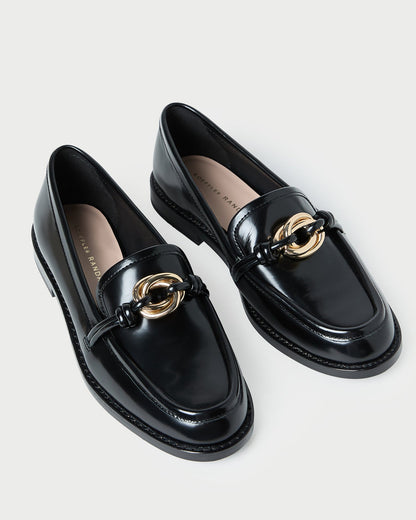 Women Loeffler Randall Roma Black Leather Loafer
