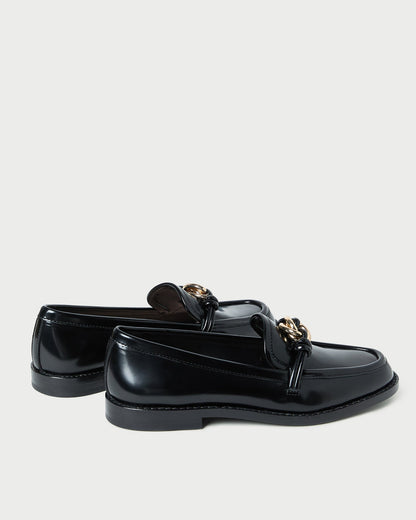 Women Loeffler Randall Roma Black Leather Loafer