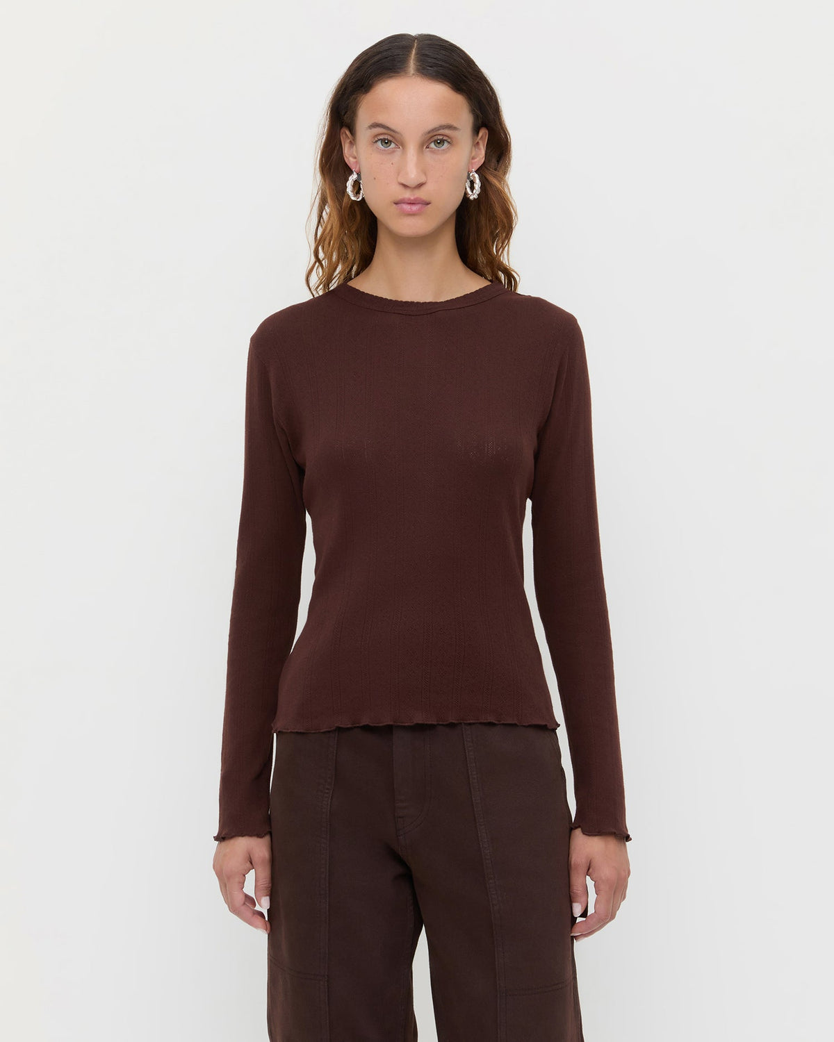 Women Loeffler Randall Lolo Pointelle Long-Sleeve Tee