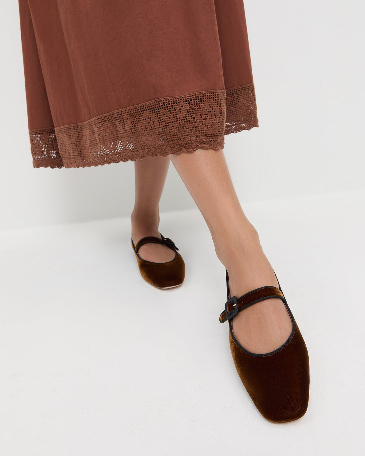 Women Loeffler Randall Ginger Brown Velvet Mary Jane