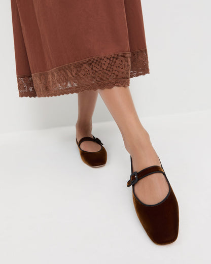 Women Loeffler Randall Ginger Brown Velvet Mary Jane