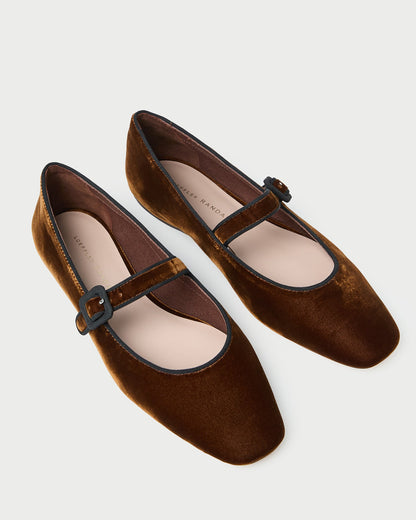 Women Loeffler Randall Ginger Brown Velvet Mary Jane