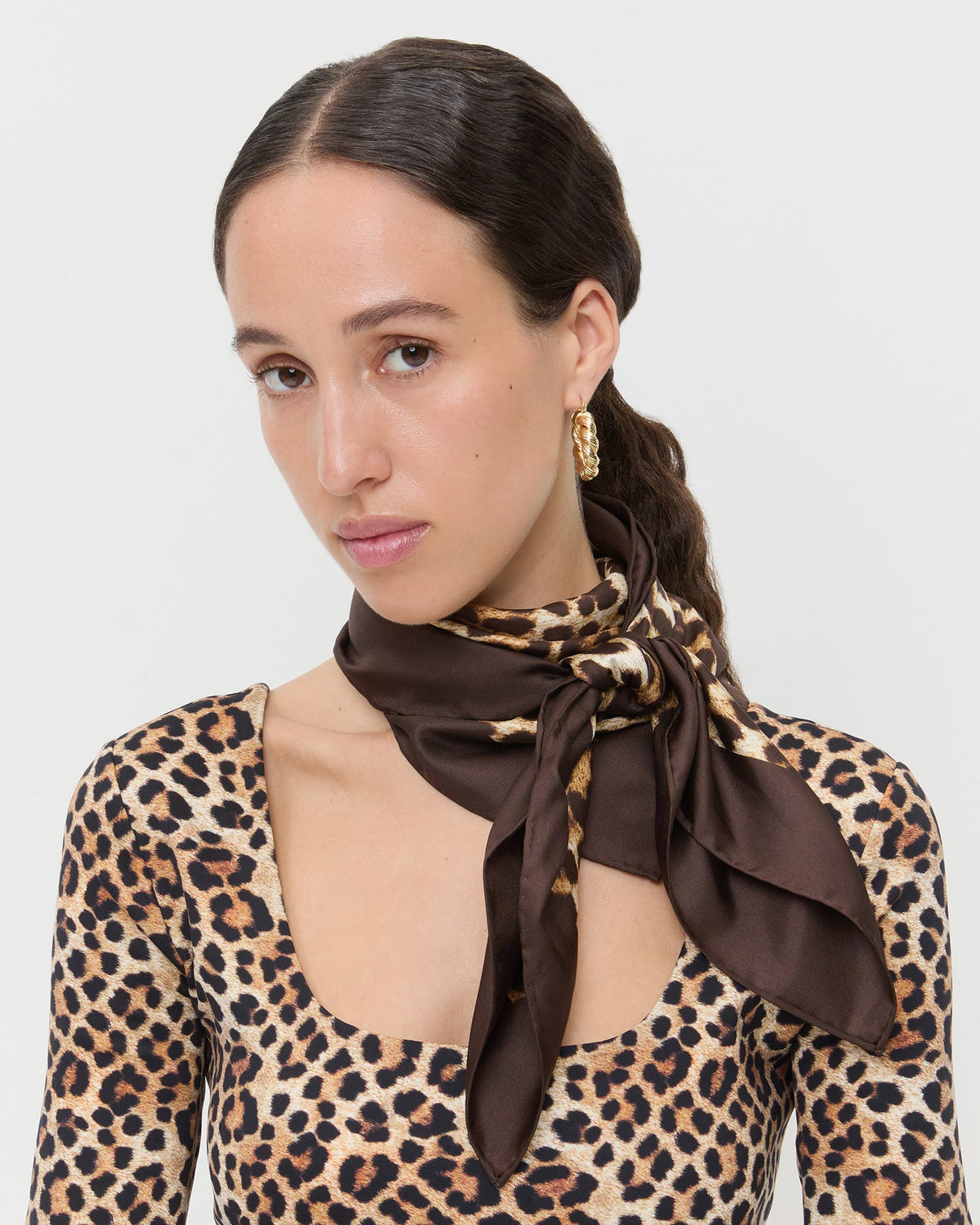 Women Loeffler Randall Beverly Leopard Silk Scarf