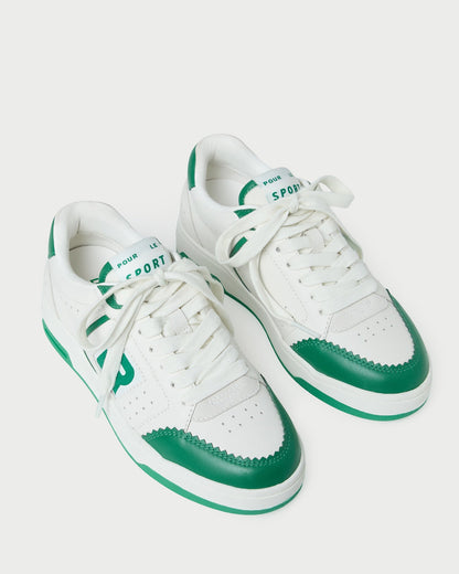 Women Loeffler Randall Topspin Cream/Green Court Sneaker