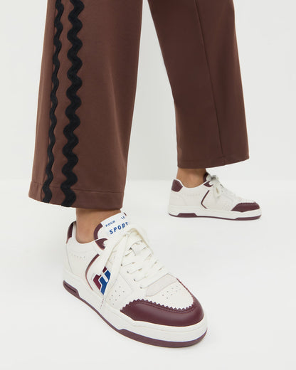 Women Loeffler Randall Topspin Cream/Maroon Court Sneaker