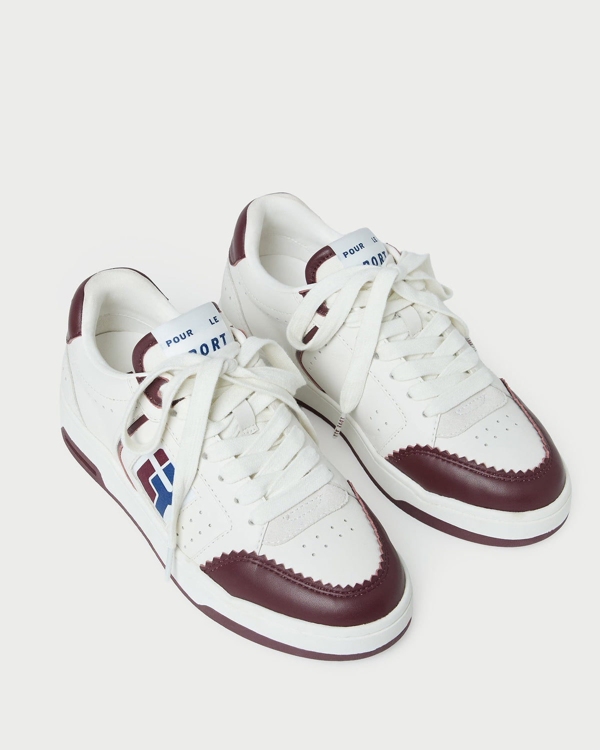 Women Loeffler Randall Topspin Cream/Maroon Court Sneaker