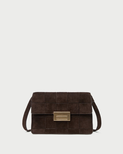 Women Loeffler Randall Delphine Brown Suede Shoulder Bag