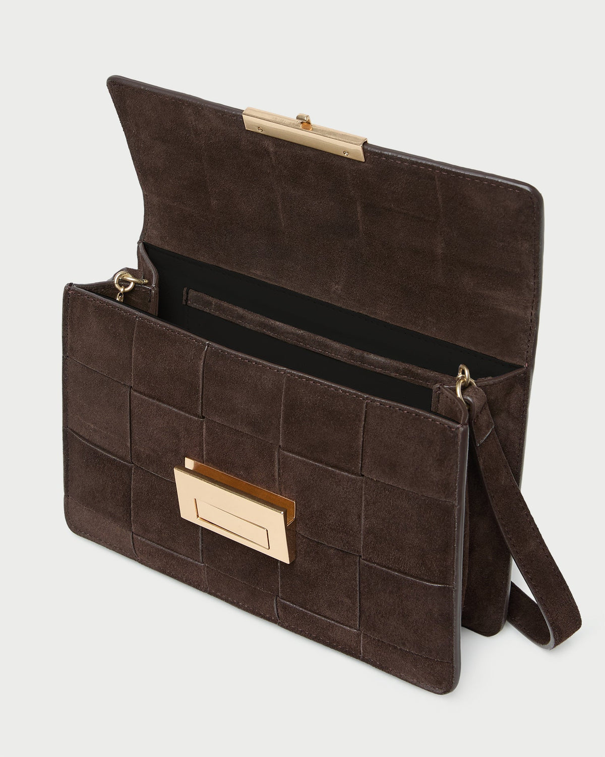 Women Loeffler Randall Delphine Brown Suede Shoulder Bag