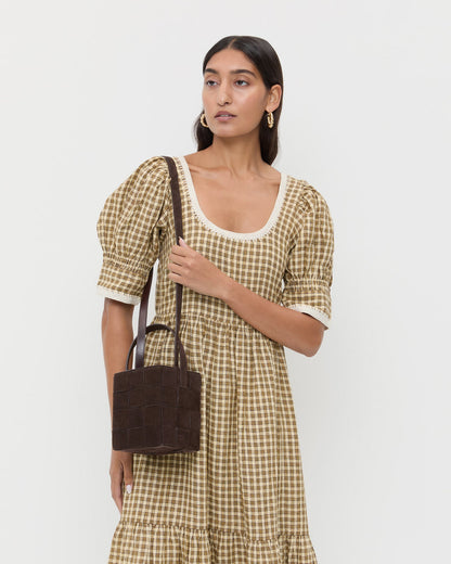Women Loeffler Randall Laith Brown Suede Bucket Bag