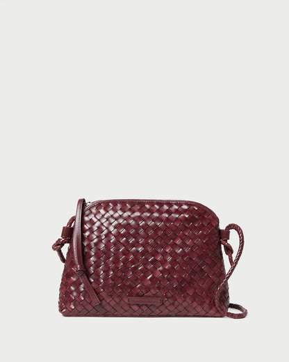 Women Loeffler Randall Mallory Maroon Woven Leather Crossbody