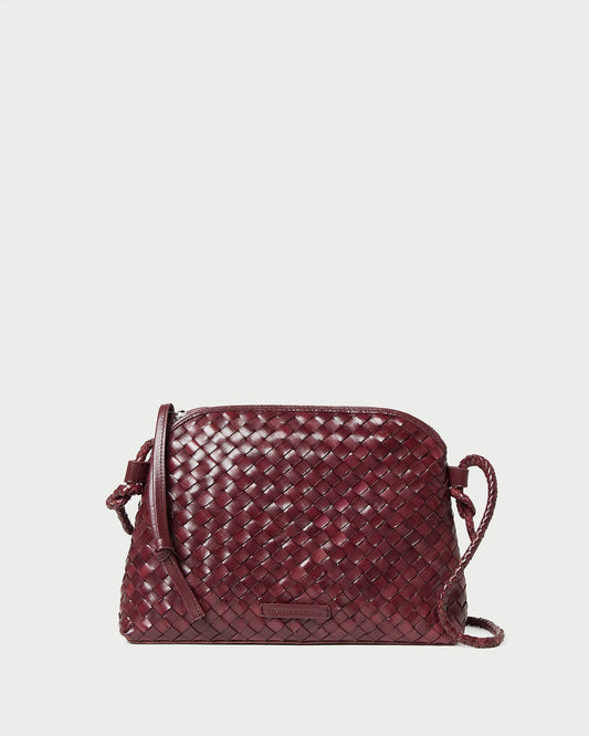 Women Loeffler Randall Mallory Maroon Woven Leather Crossbody