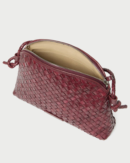 Women Loeffler Randall Mallory Maroon Woven Leather Crossbody