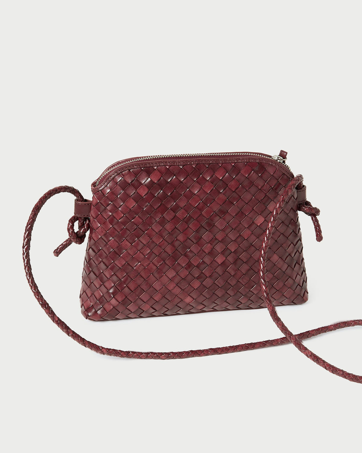 Women Loeffler Randall Mallory Maroon Woven Leather Crossbody