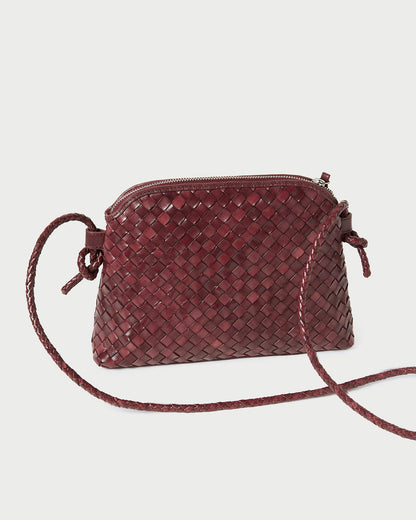 Women Loeffler Randall Mallory Maroon Woven Leather Crossbody