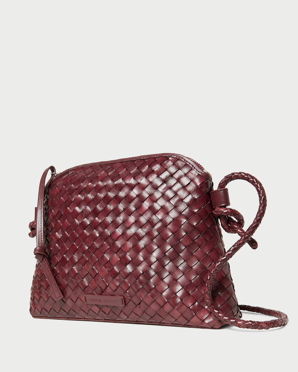 Women Loeffler Randall Mallory Maroon Woven Leather Crossbody