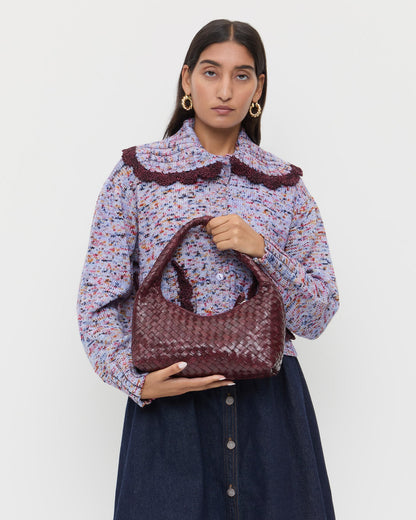 Women Loeffler Randall Mercer Maroon Woven Shoulder Bag