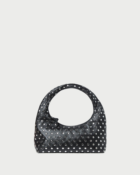 Women Loeffler Randall Mercer Black/Silver Leather Shoulder Bag