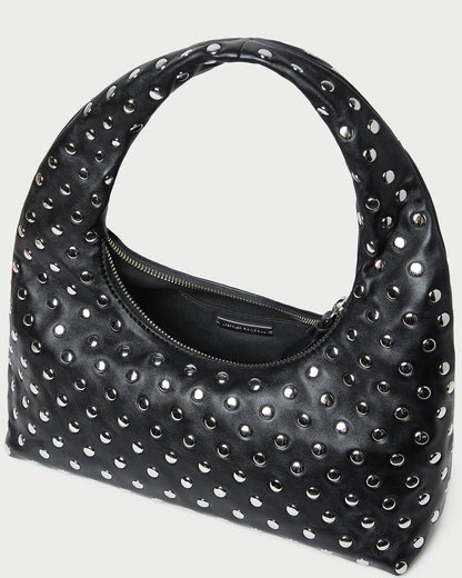Women Loeffler Randall Mercer Black/Silver Leather Shoulder Bag