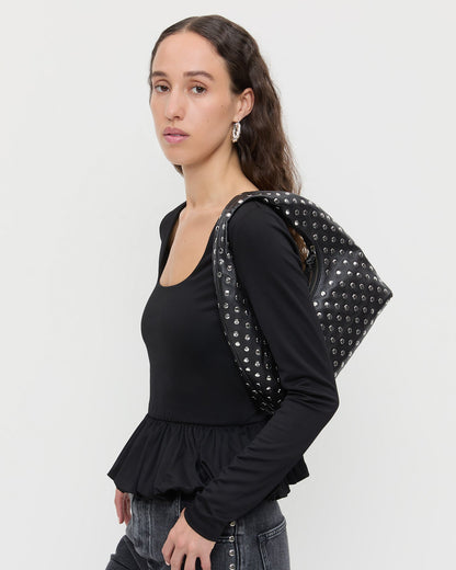 Women Loeffler Randall Mercer Black/Silver Leather Shoulder Bag