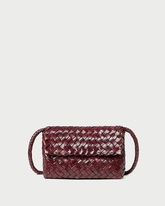 Women Loeffler Randall Vinnie Maroon Woven Leather Crossbody
