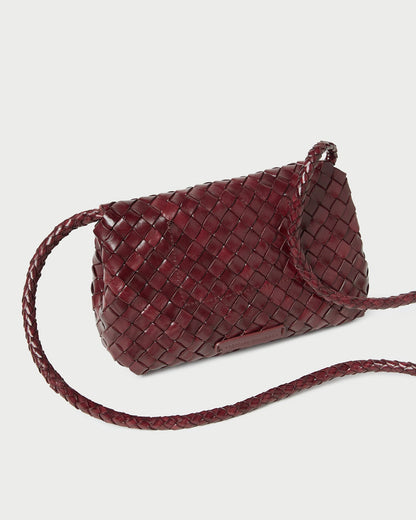 Women Loeffler Randall Vinnie Maroon Woven Leather Crossbody